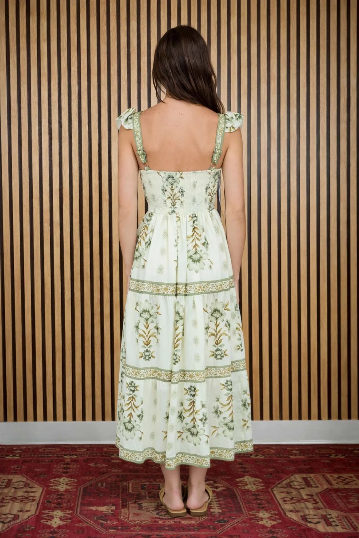 Abstract Floral Tiered Midi Dress