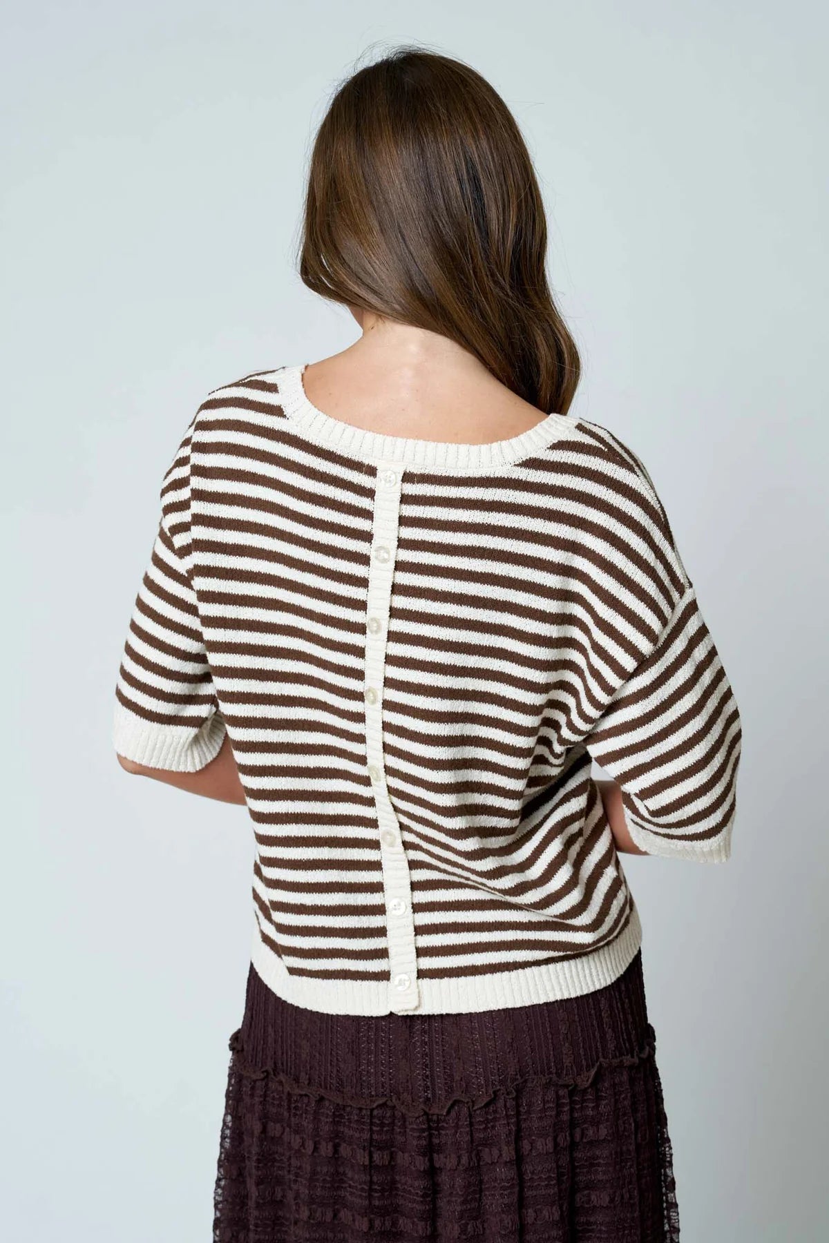 Striped Contrast Trim Sweater