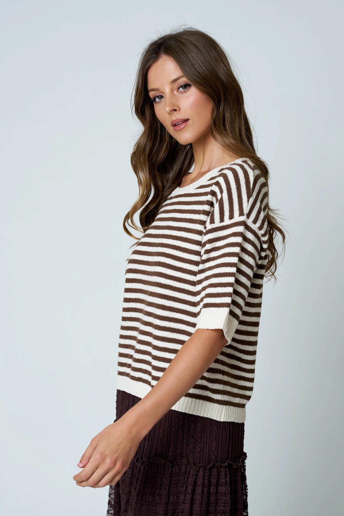 Striped Contrast Trim Sweater