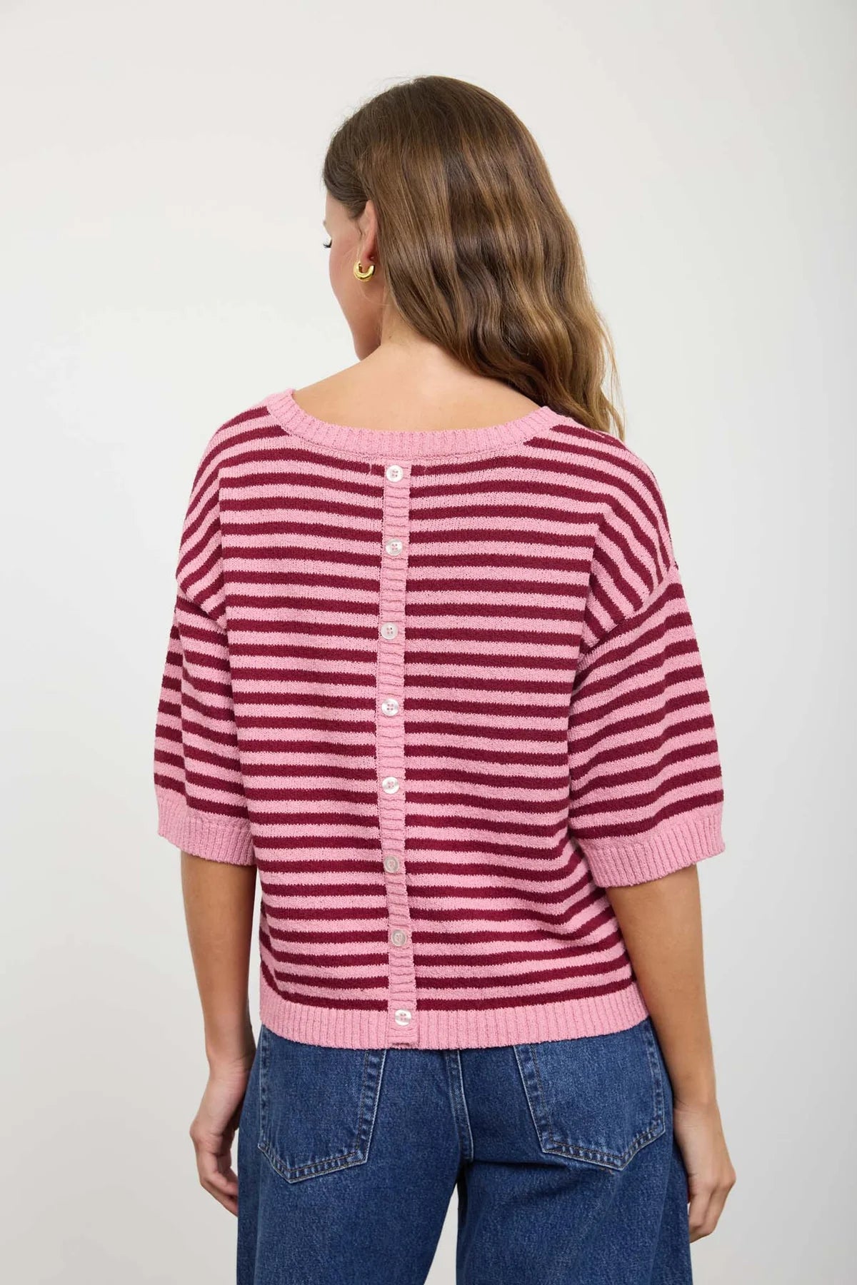 Striped Contrast Trim Sweater