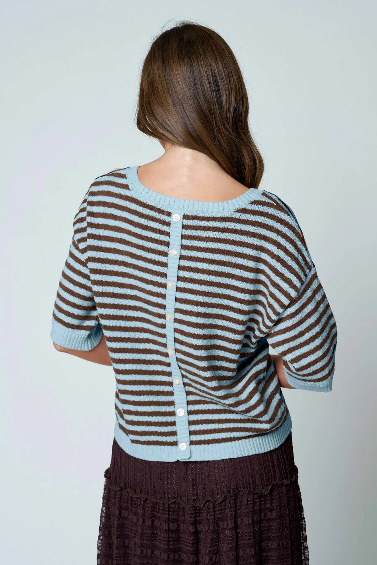Lace Split Back Knit Top