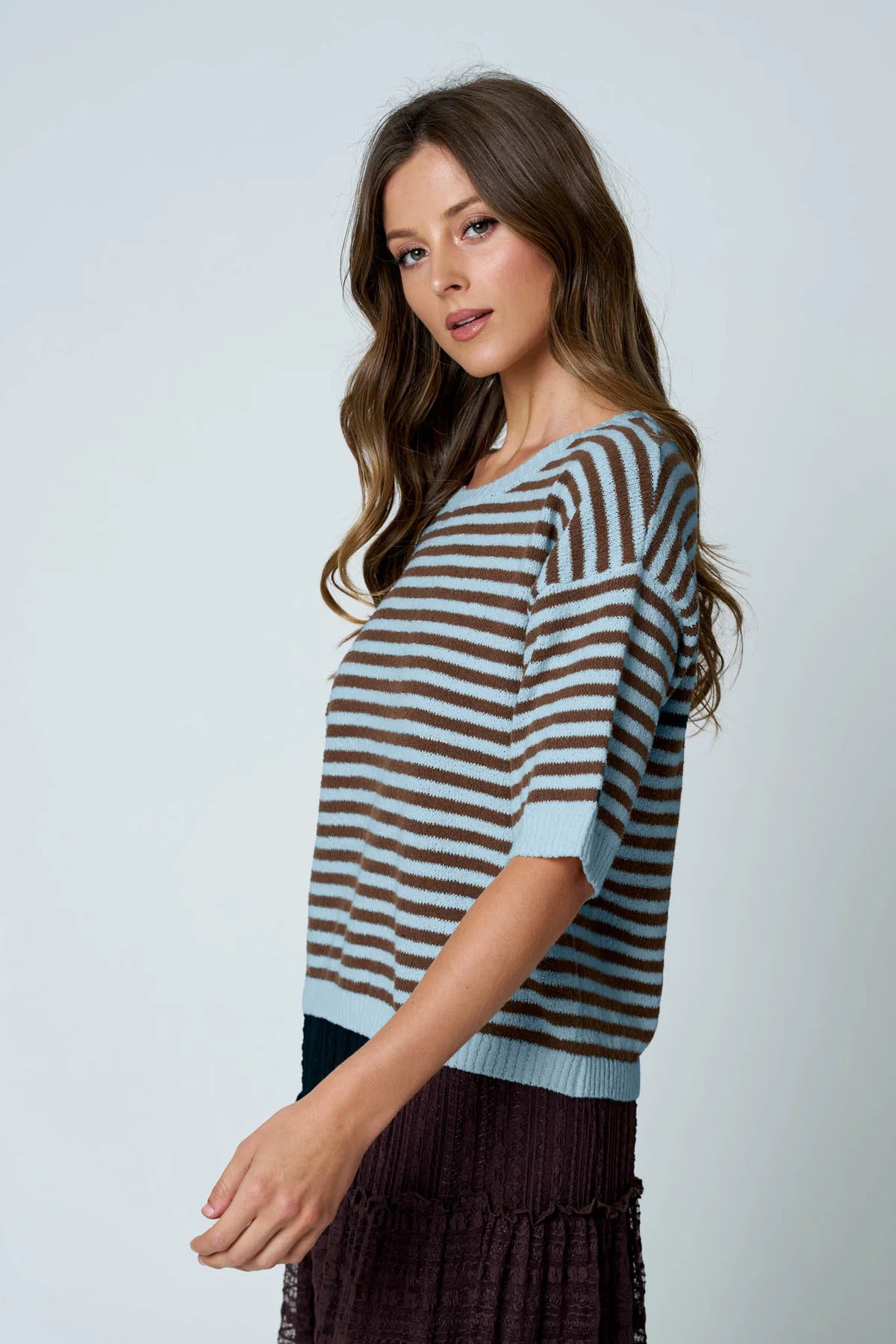 Lace Split Back Knit Top