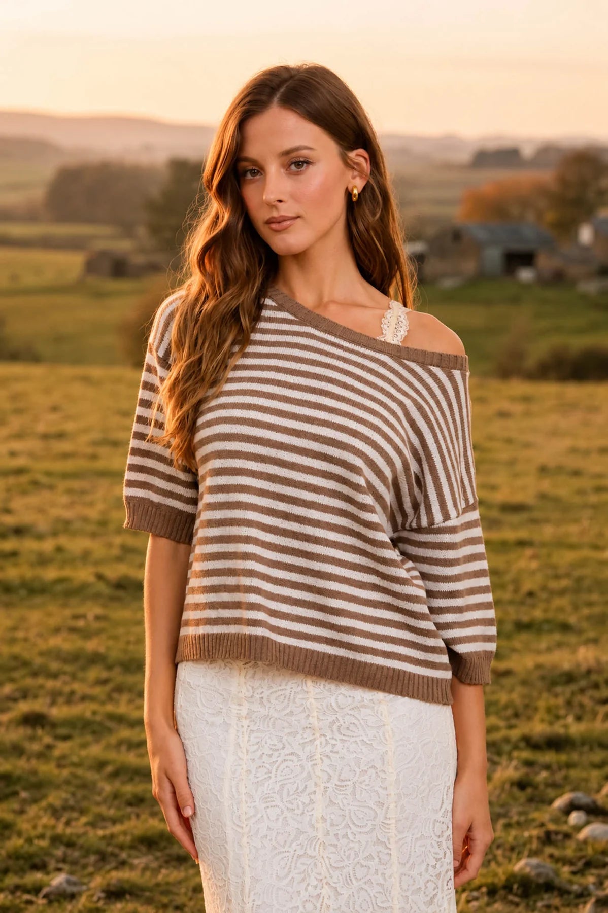 Striped Contrast Trim Sweater