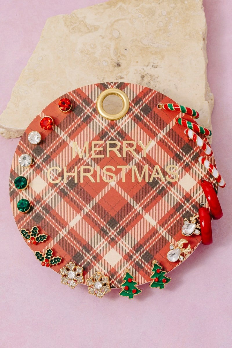 Candy Cane: Assorted Christmas Themed Earrings Set