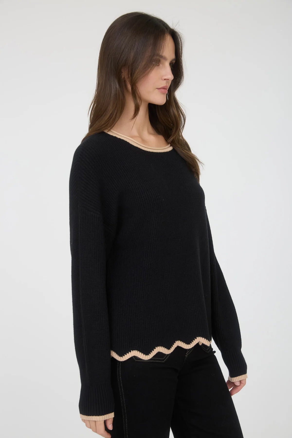 Scalloped Trim Sweater