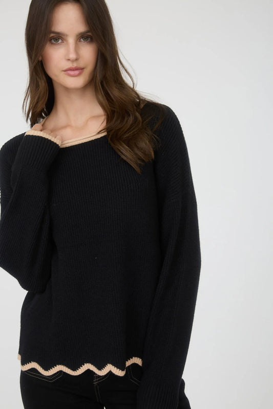Scalloped Trim Sweater