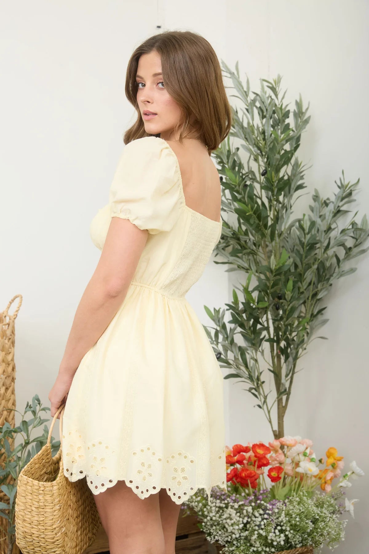 Eyelet Corset Tie Mini Dress