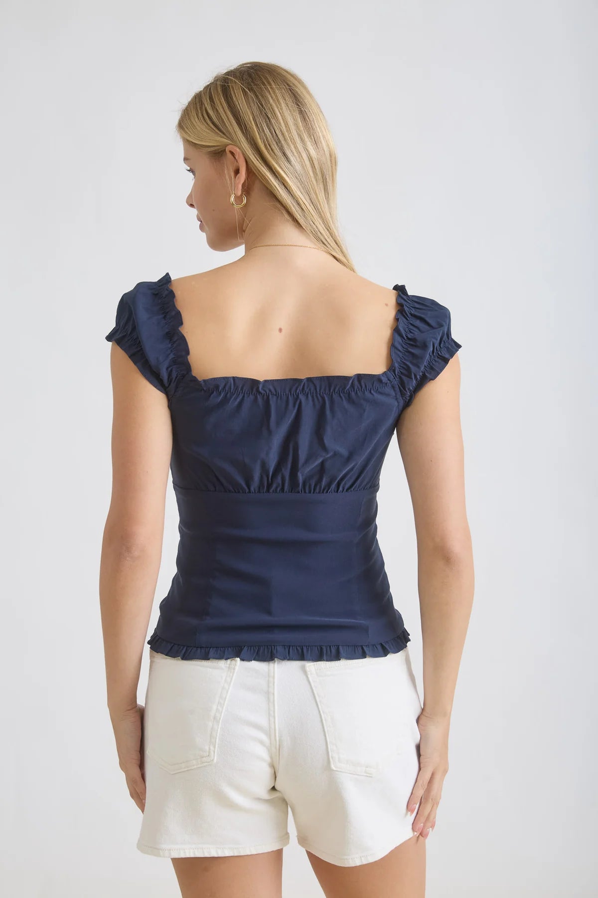 Sweetheart Pintuck Button Top