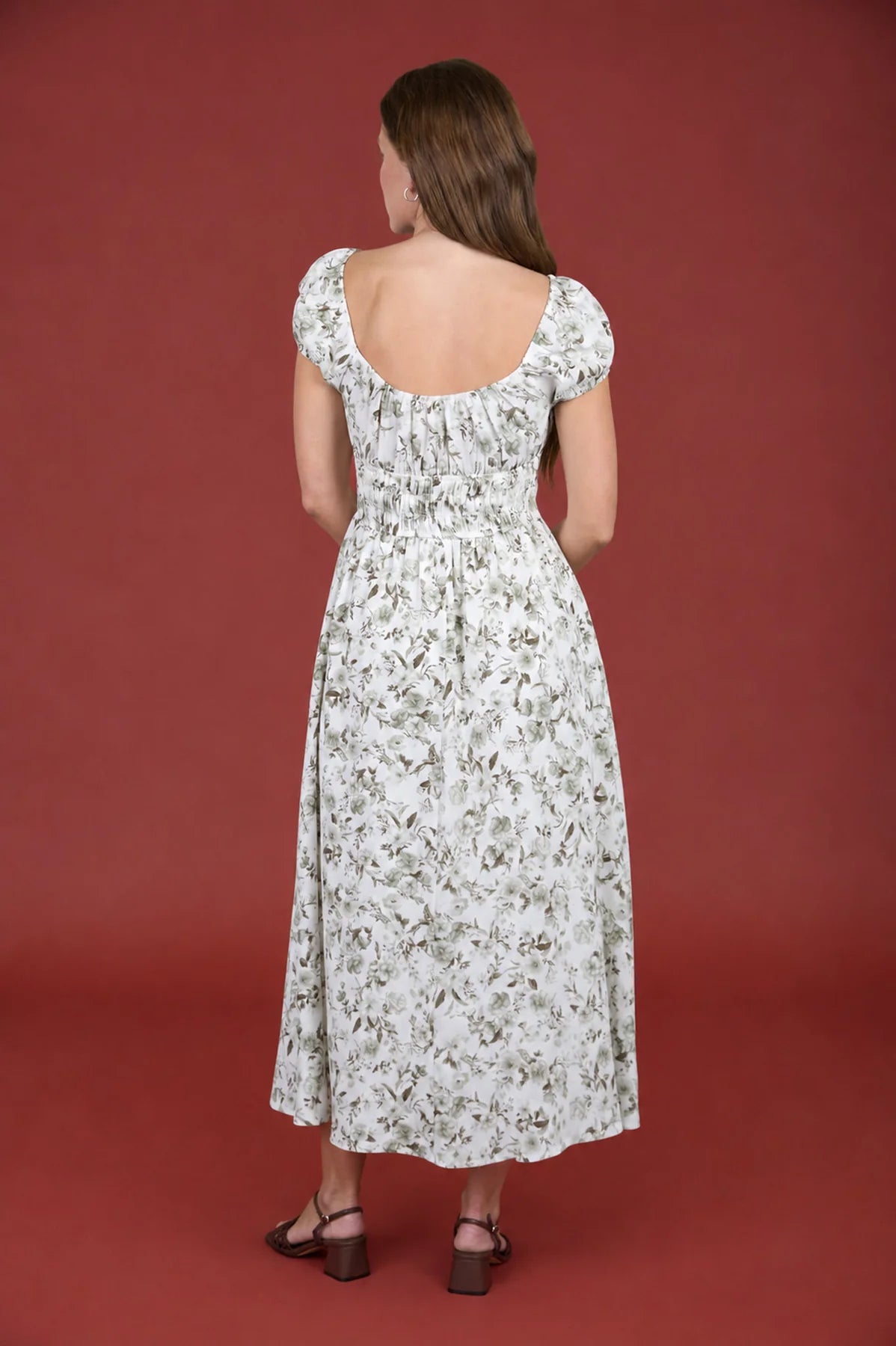 Floral Toile Tie Front Midi Dress