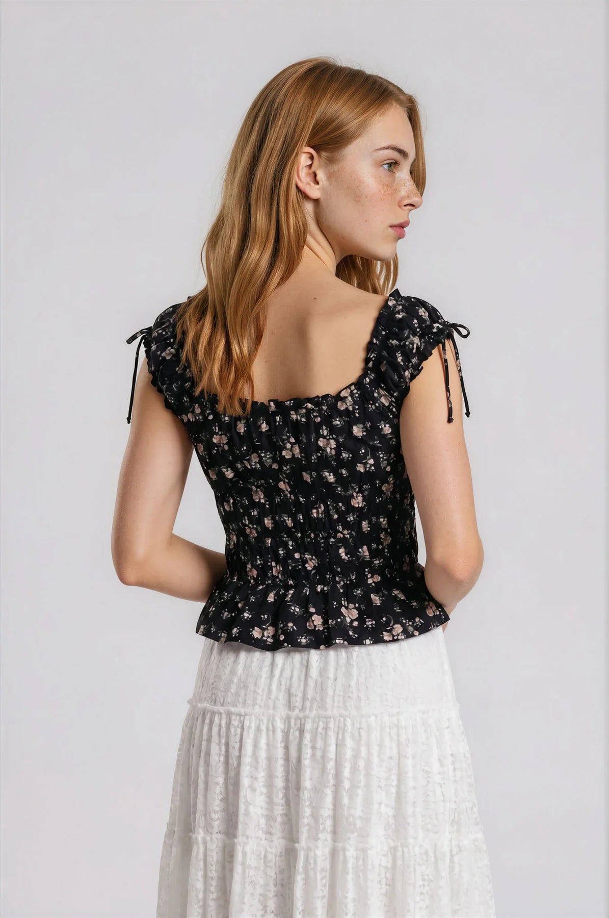 Floral Triple Tie Peplum Top