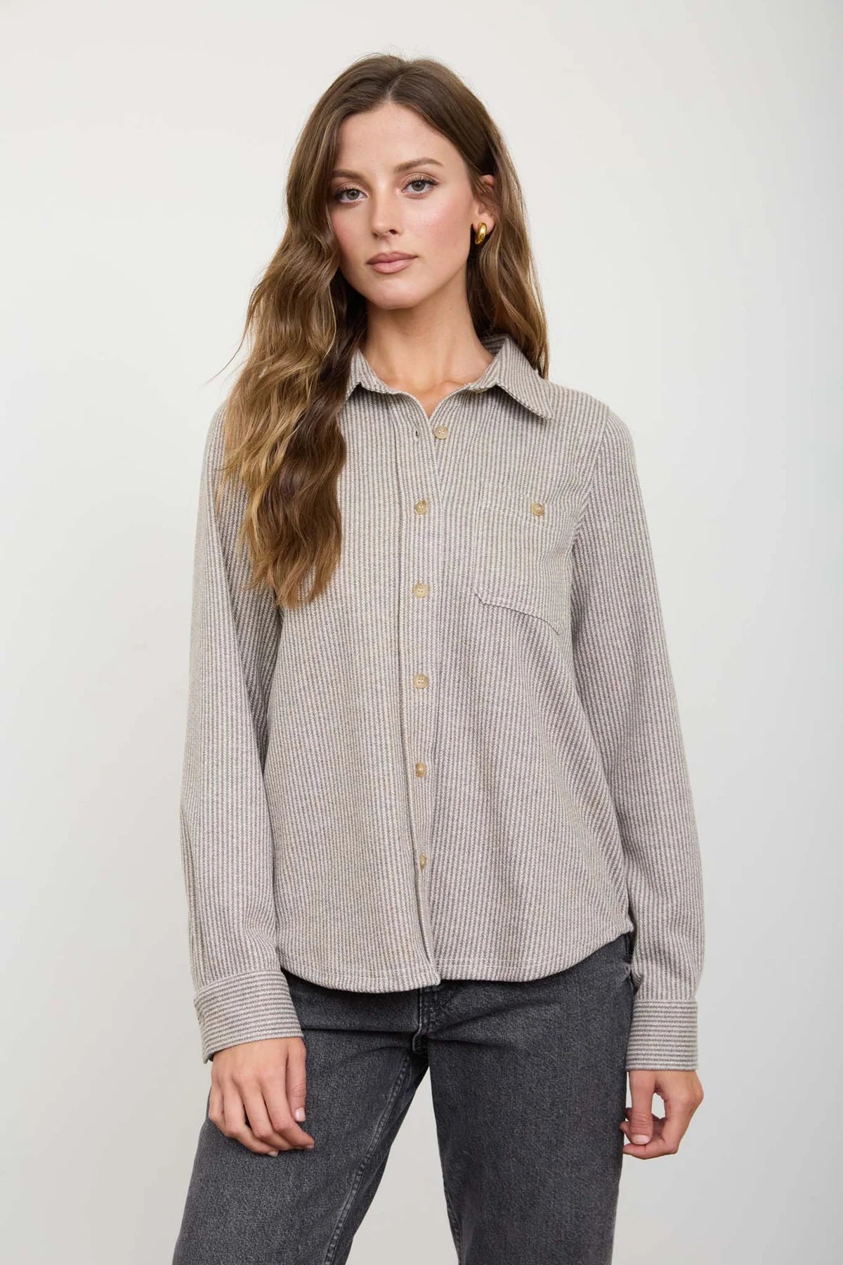 Striped Button Down Collared Shirt