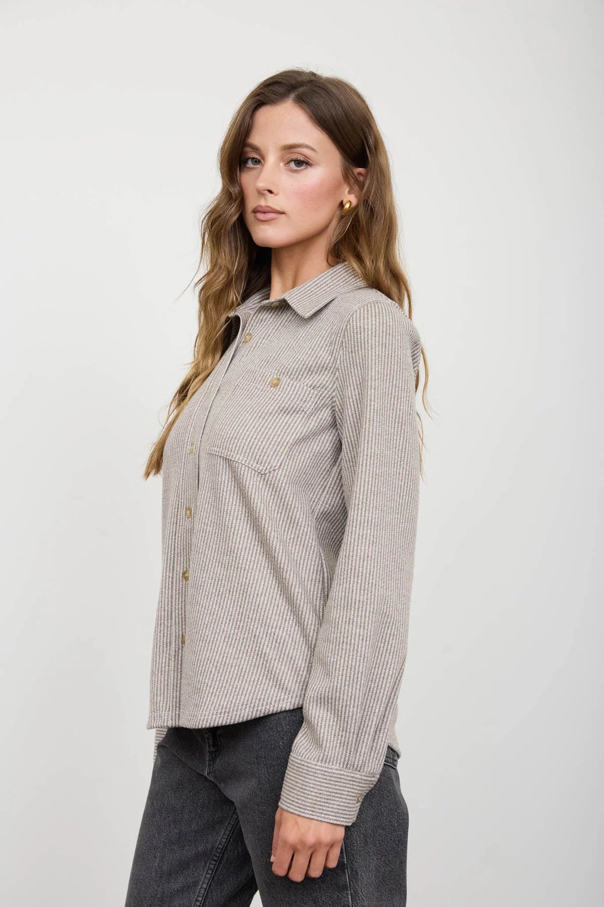 Striped Button Down Collared Shirt