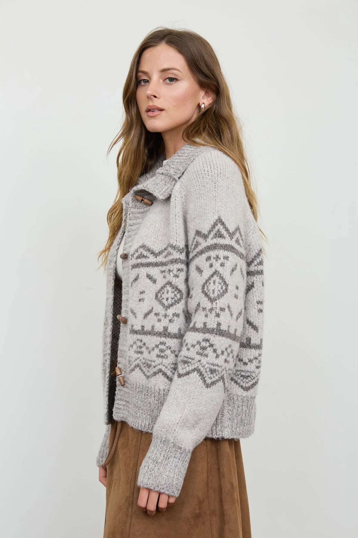 Fair Isle Toggle Cardigan