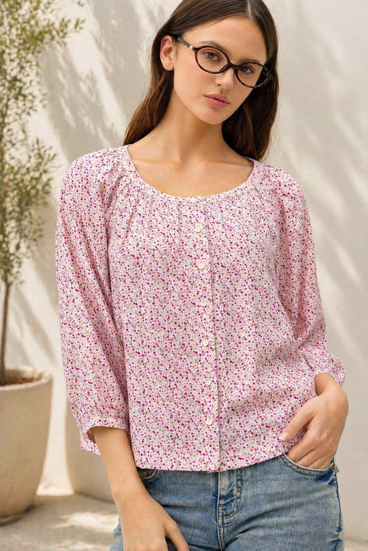 Ditsy Floral Peasant Blouse