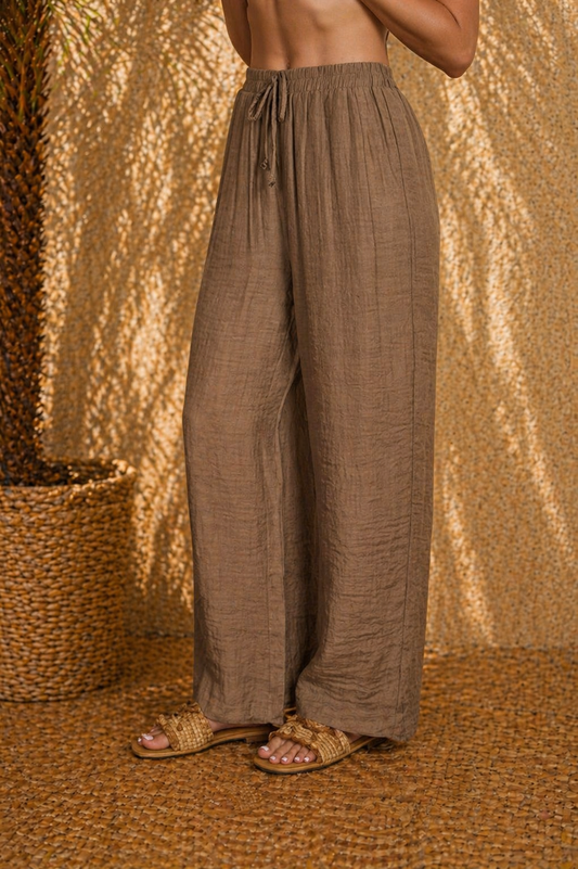Crinkle Knit Wide Leg Pants