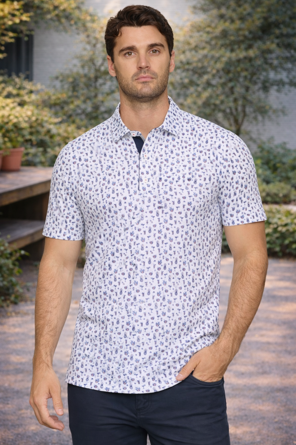 Fillmore Drink Print Performance Polo