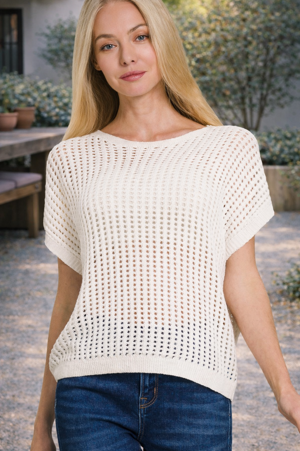 Sheer Crochet Knit Sweater