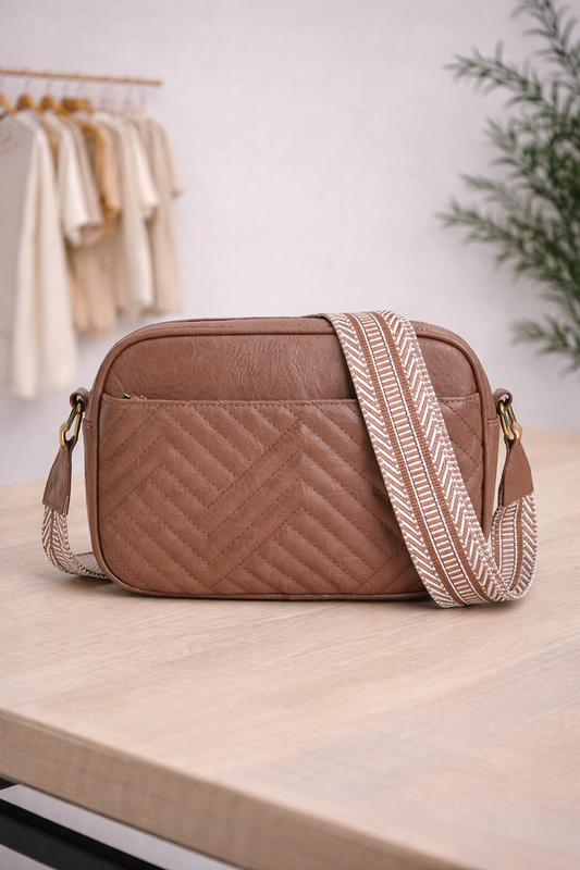 Brown Quilted Crossbody Bag