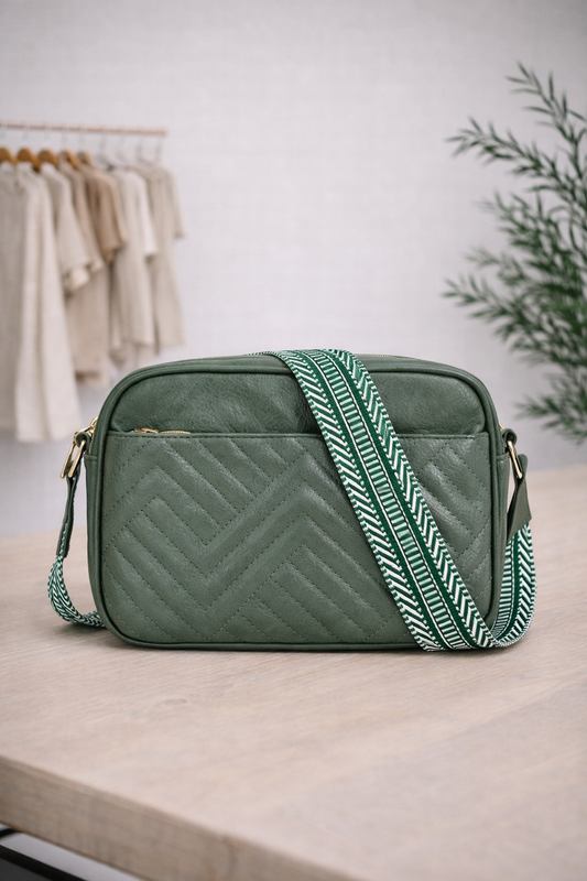 Chevron Forest Weave Crossbody Camera Bag