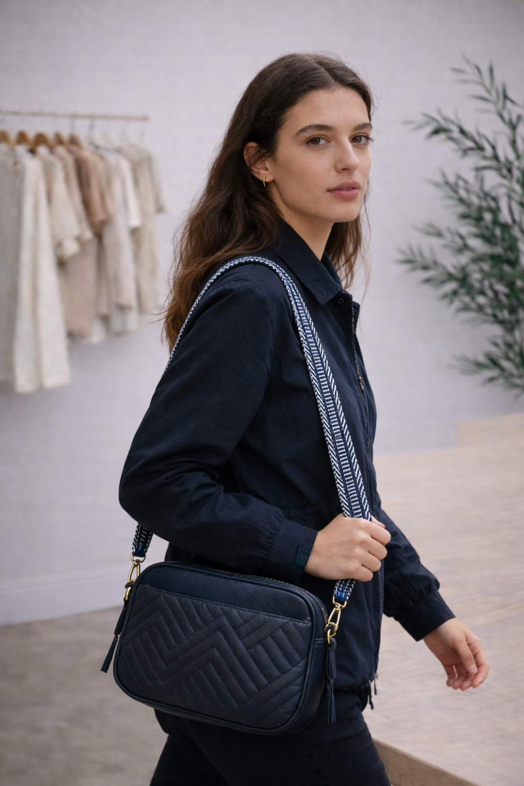 Chevron Quilted Crossbody Bag