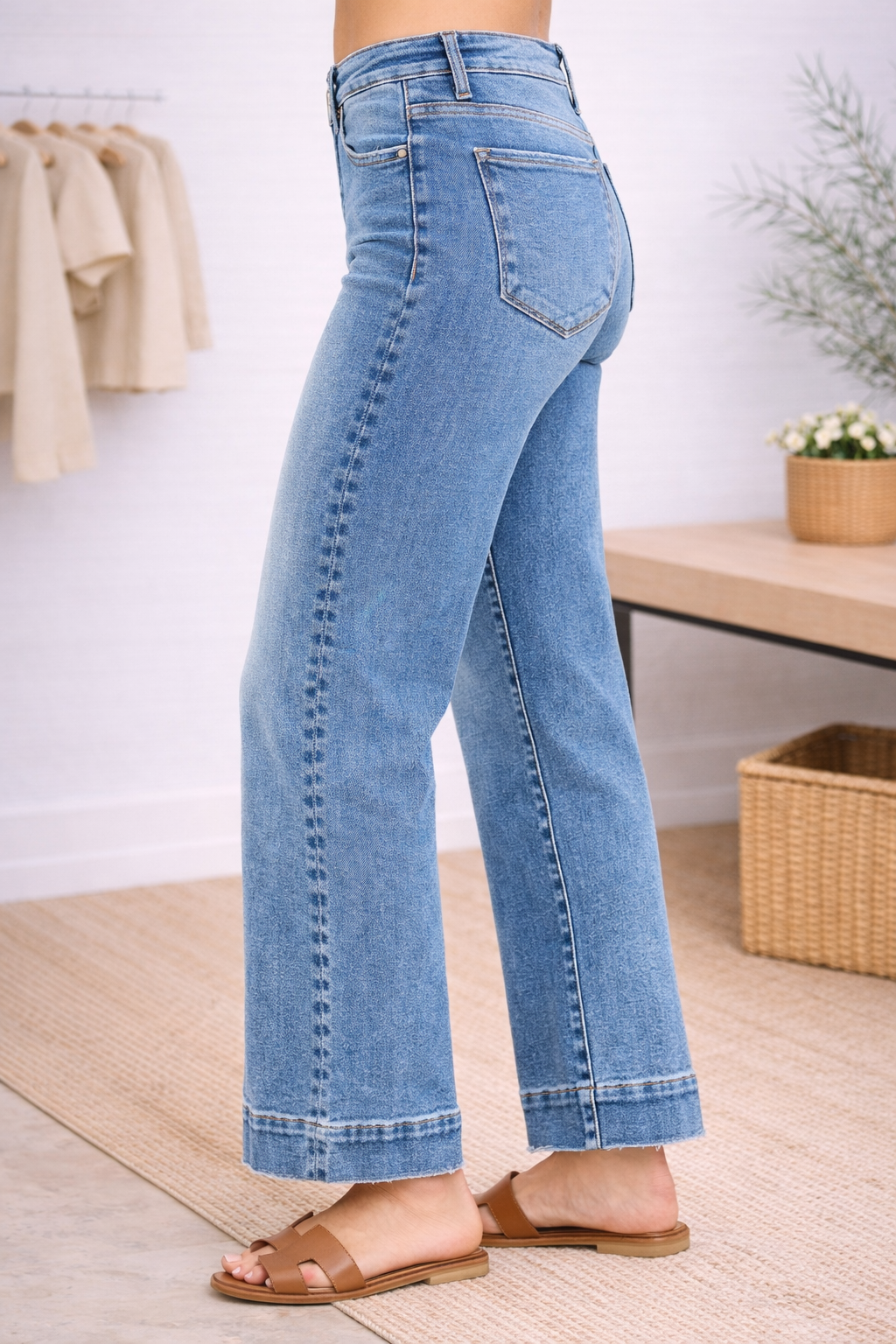RISEN High Rise Tummy Control Straight Jeans