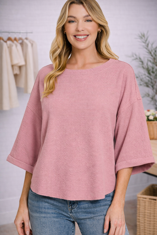 Double Knit Exposed Seam Hi-Low Top