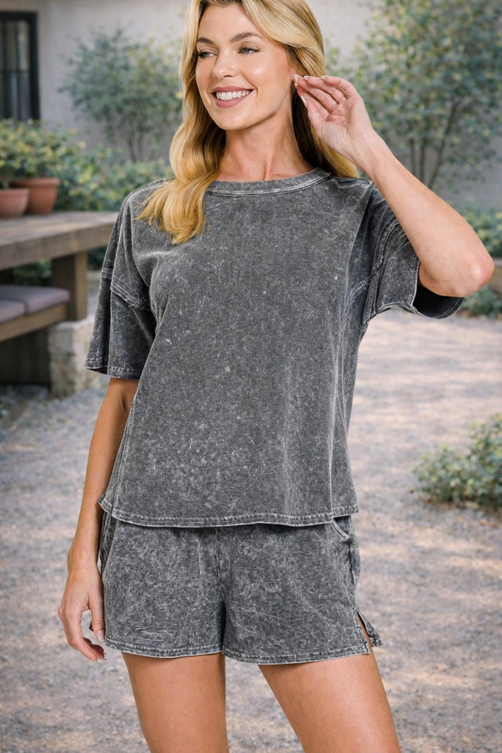 Snow Washed Tee & Shorts Set