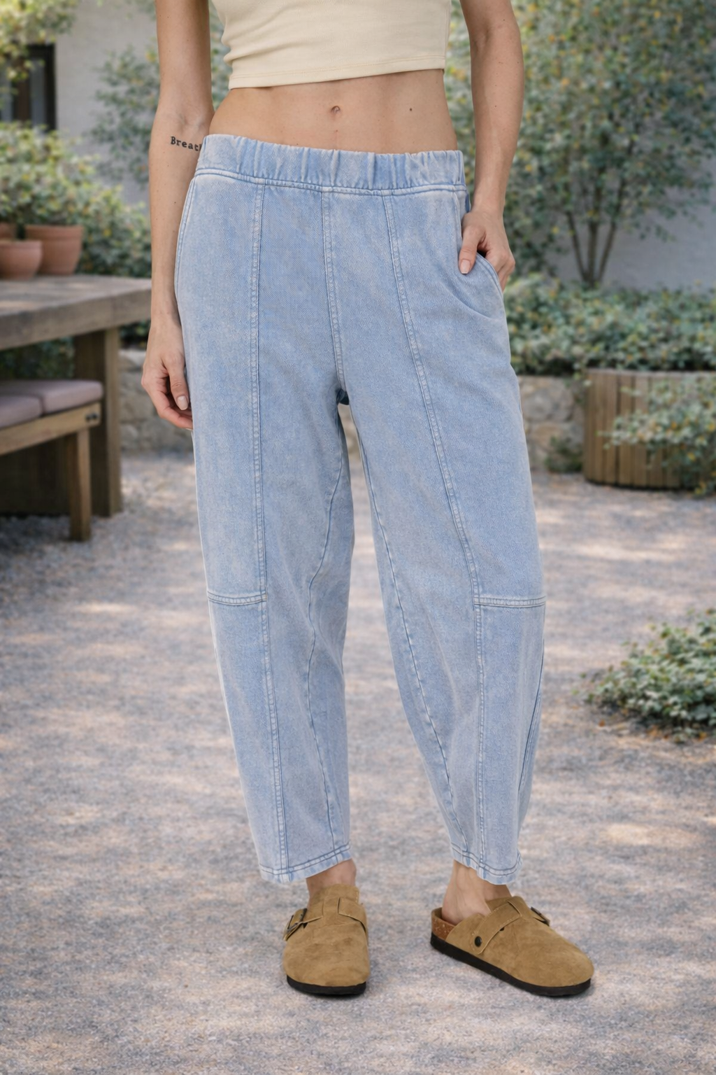 Acid Wash Cotton Knit Joggers