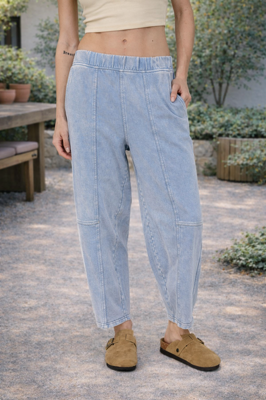 Acid Wash Cotton Knit Joggers