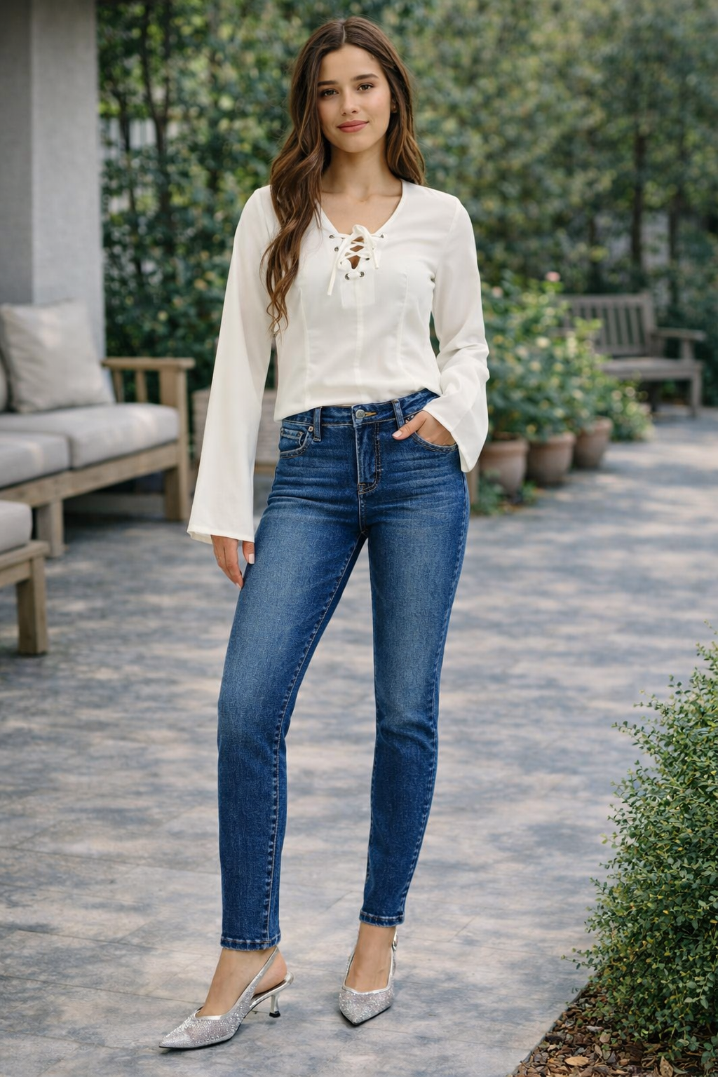 Risen Jeans Tummy Control Mid Rise Skinny Jeans