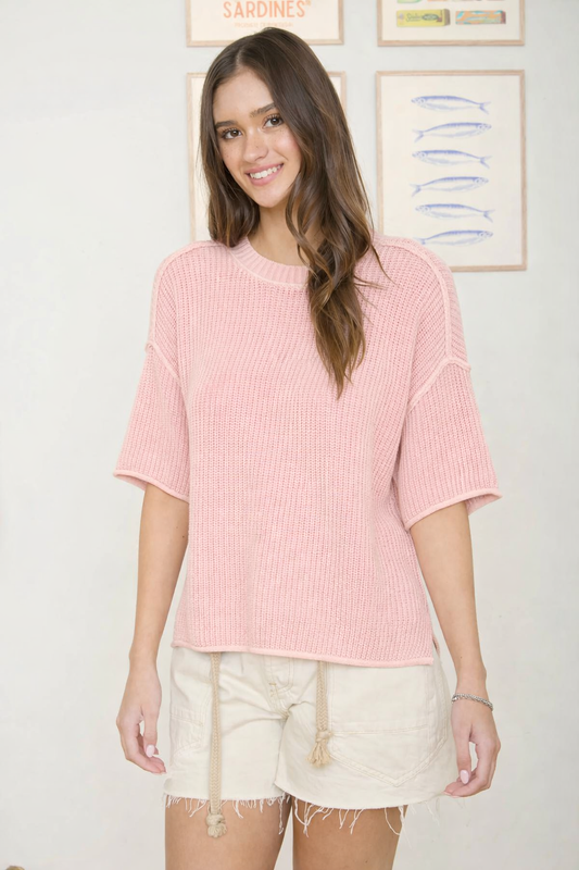 Washed Knit Raw Seam Sweater