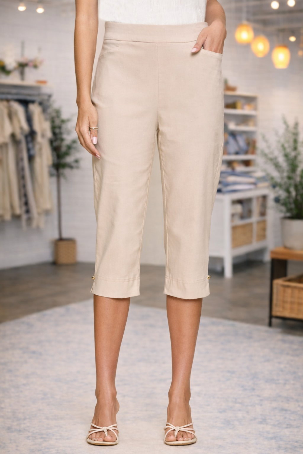 Pull-On Stretch Capri Pants