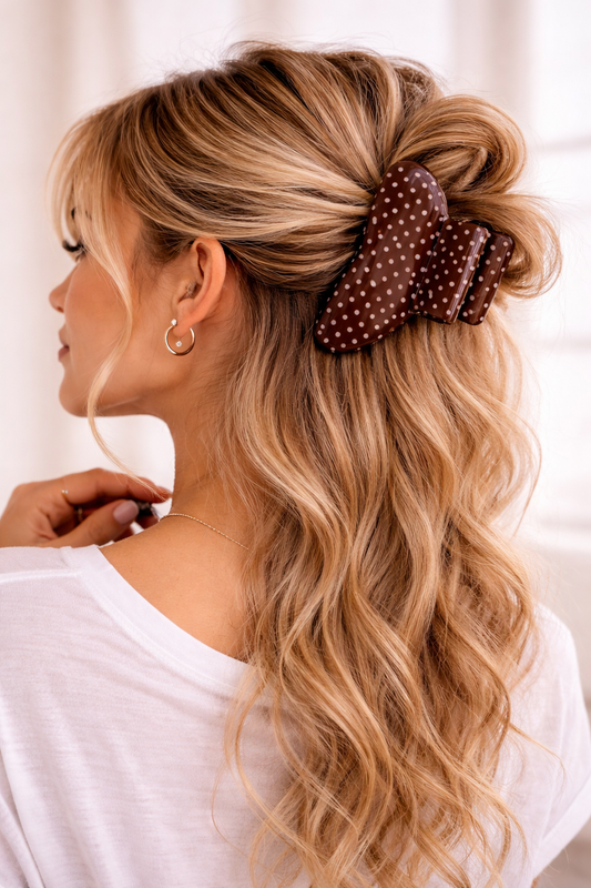 Pastel Polka Dot Hair Claw Clip