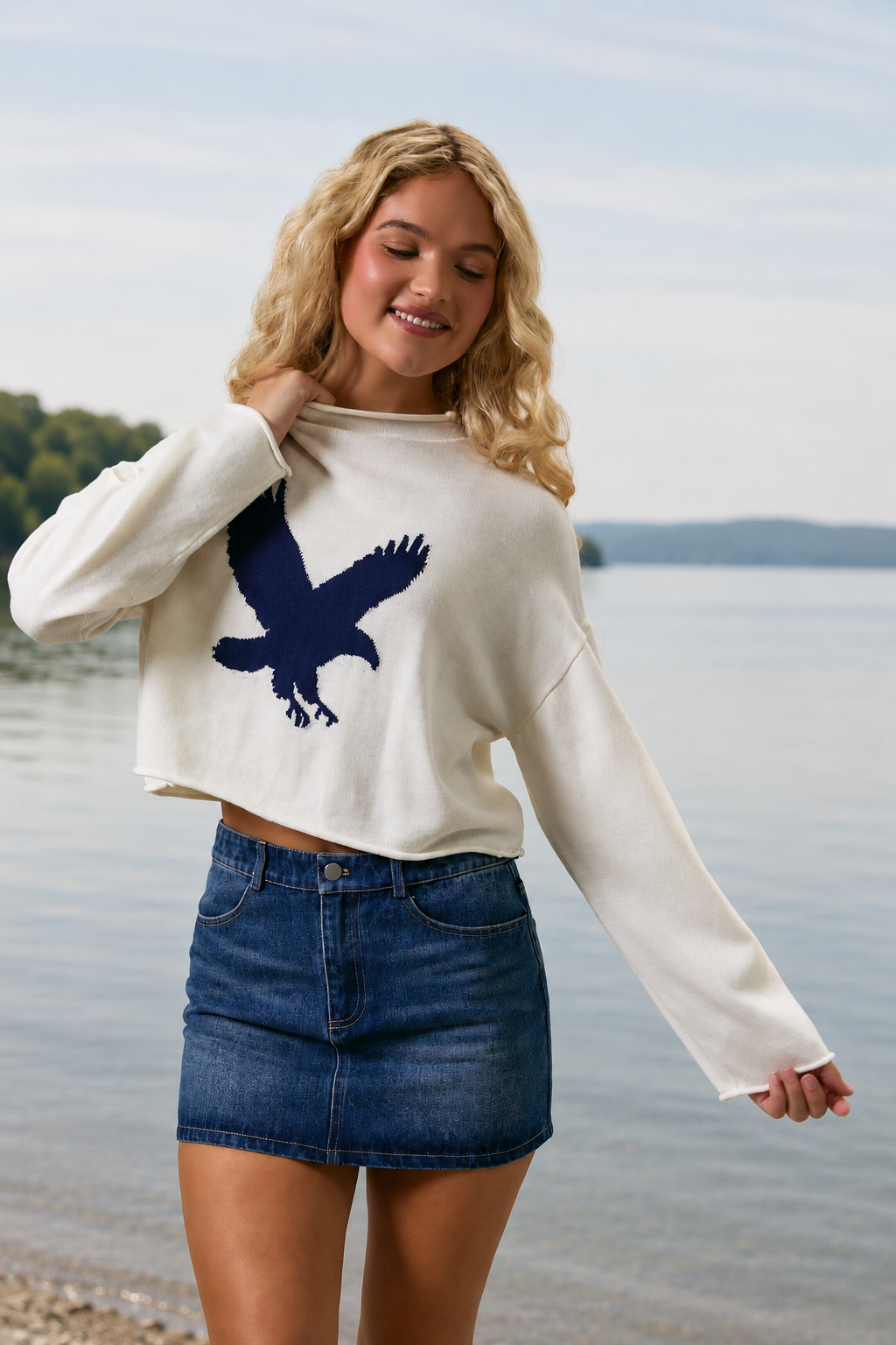 Eagle Mock Neck Sweater