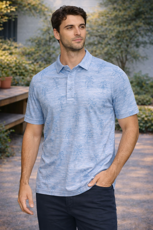 Southlake Palm Jacquard Performance Polo