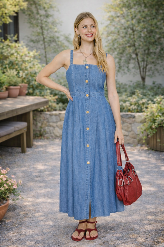 Denim Button Dress