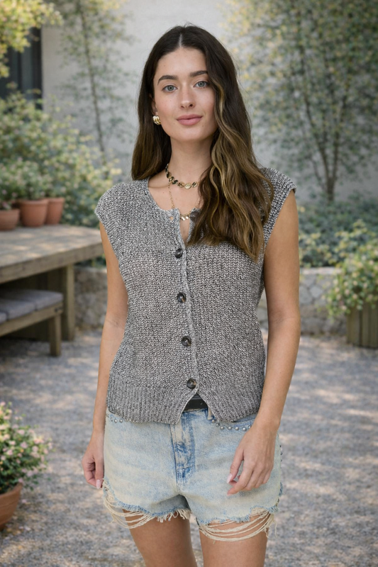 Marled Button Down Top