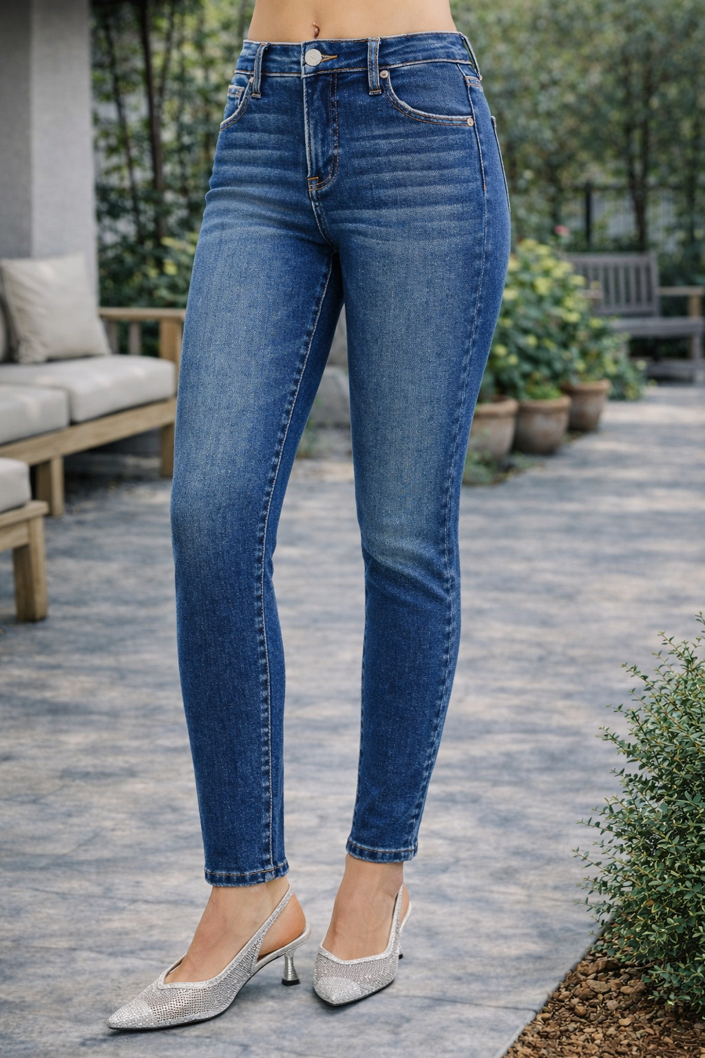Risen Jeans Tummy Control Mid Rise Skinny Jeans