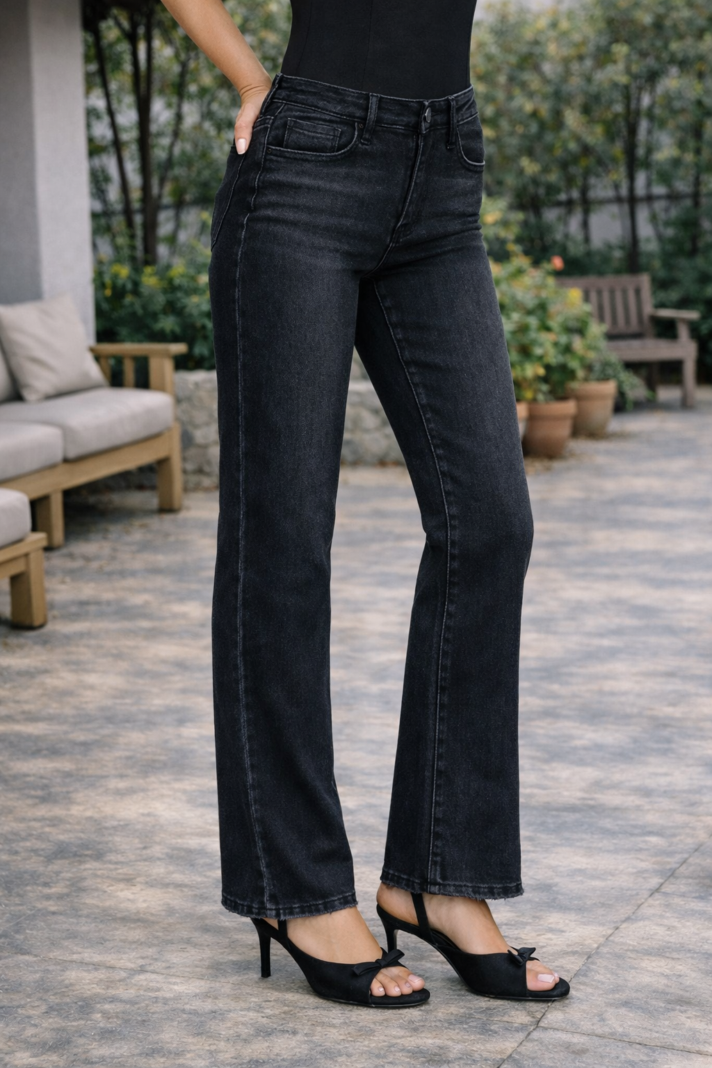 LOVERVET BY VERVET High Rise Full Length Black Bootcut Jeans