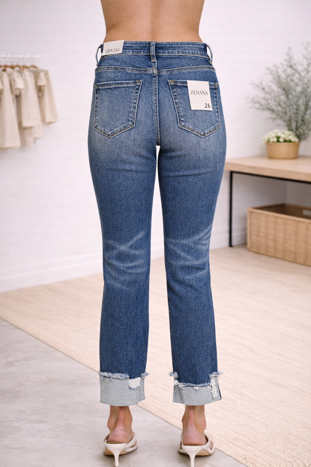 High Rise Cuffed Skinny Jeans