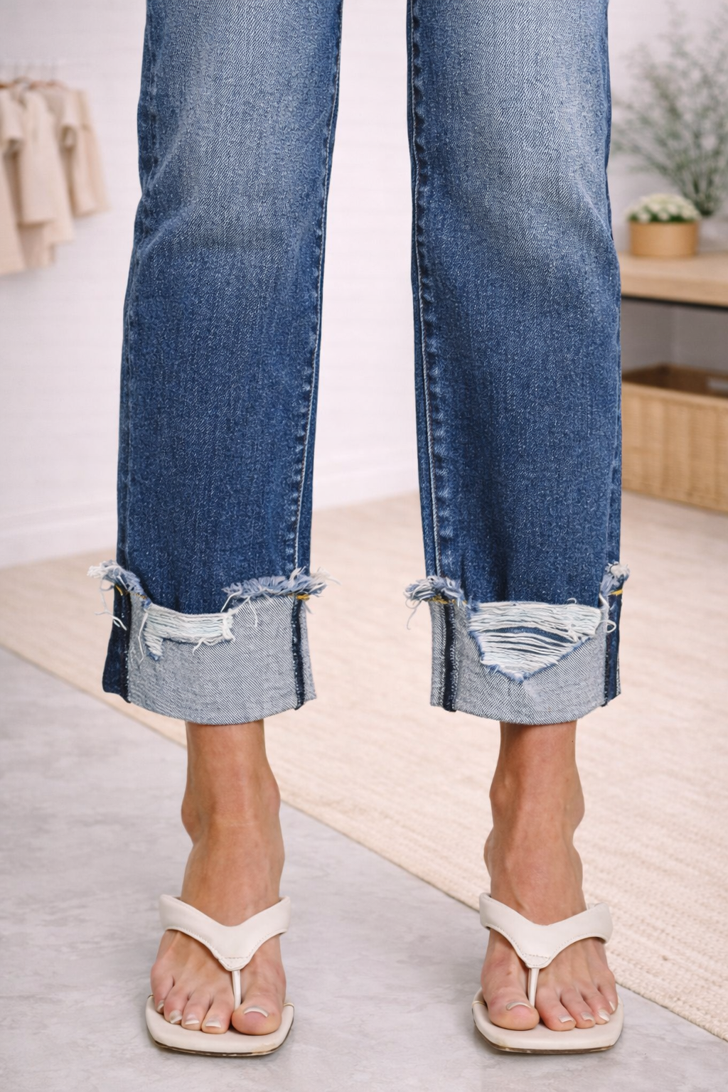 High Rise Cuffed Skinny Jeans