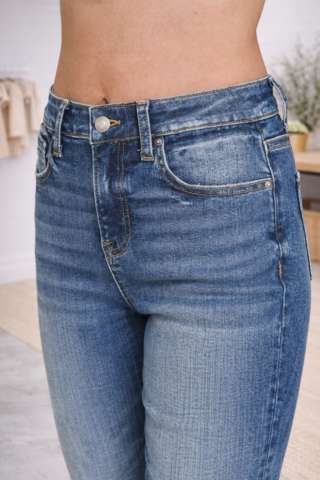 High Rise Cuffed Skinny Jeans