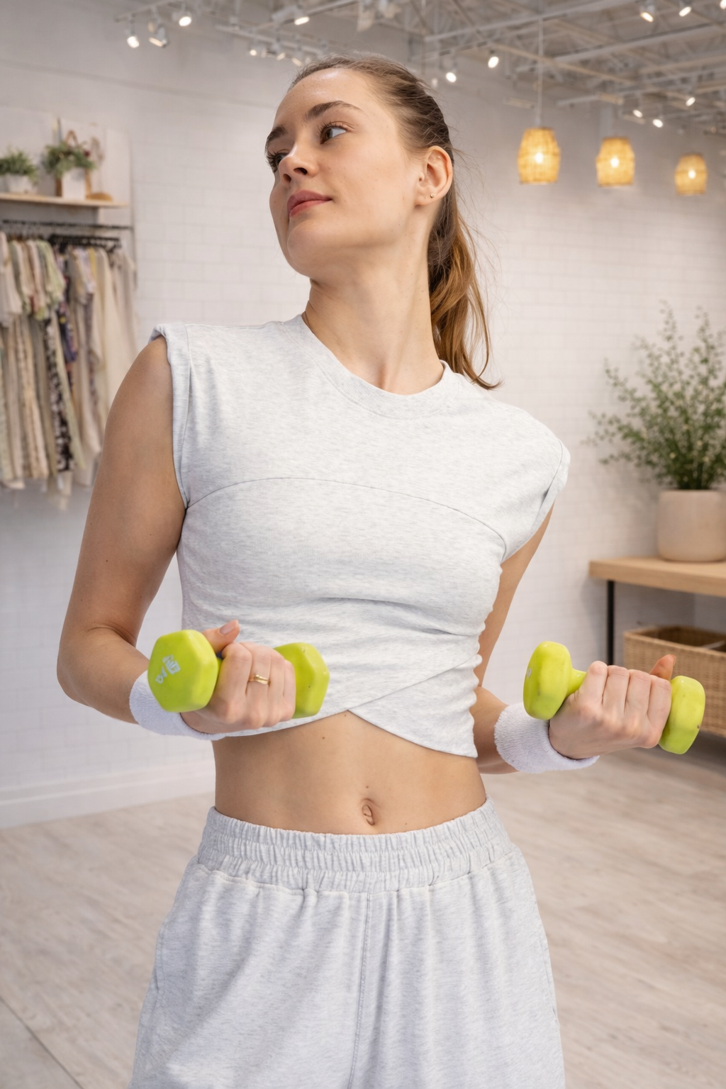 Crossover Cropped Tee Jogger Set (FP Dupe)