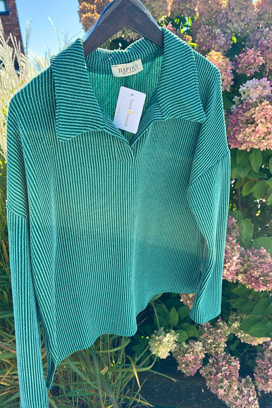 Ribbed Collared Go-To Top