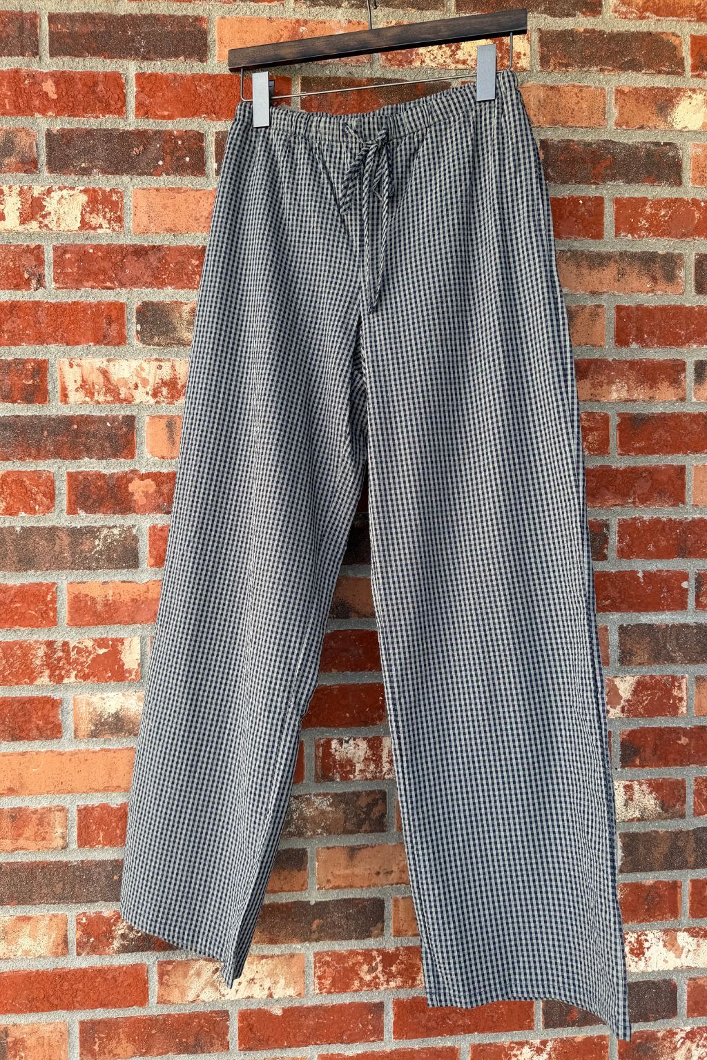 Mid Rise Gingham Wide Leg Pants