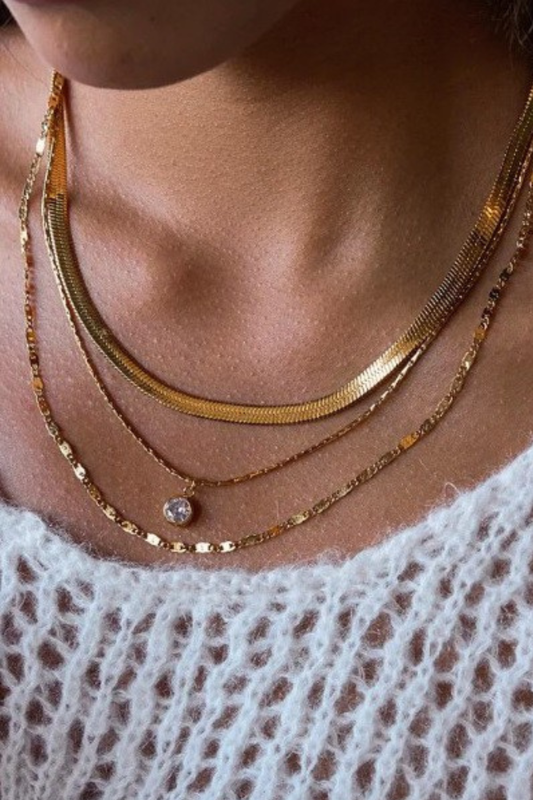 18K Gold Layered Rhinestone Necklace