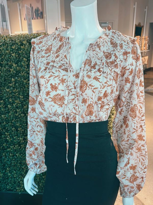 Vintage Floral Ruffle Blouse