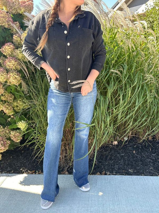 Risen High Rise Flare Jeans