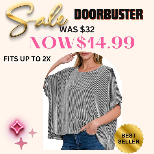 Mairi Ribbed Oversized Top- 4 Colors!.