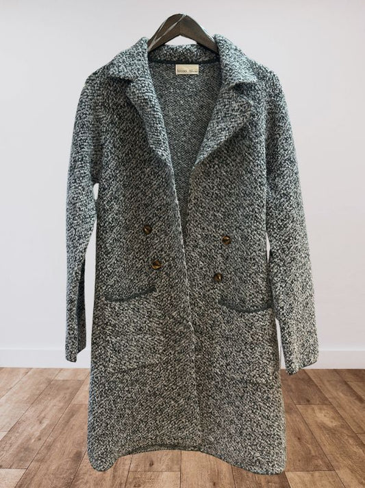 Boucle Knit Coatigan With Double Button Closure